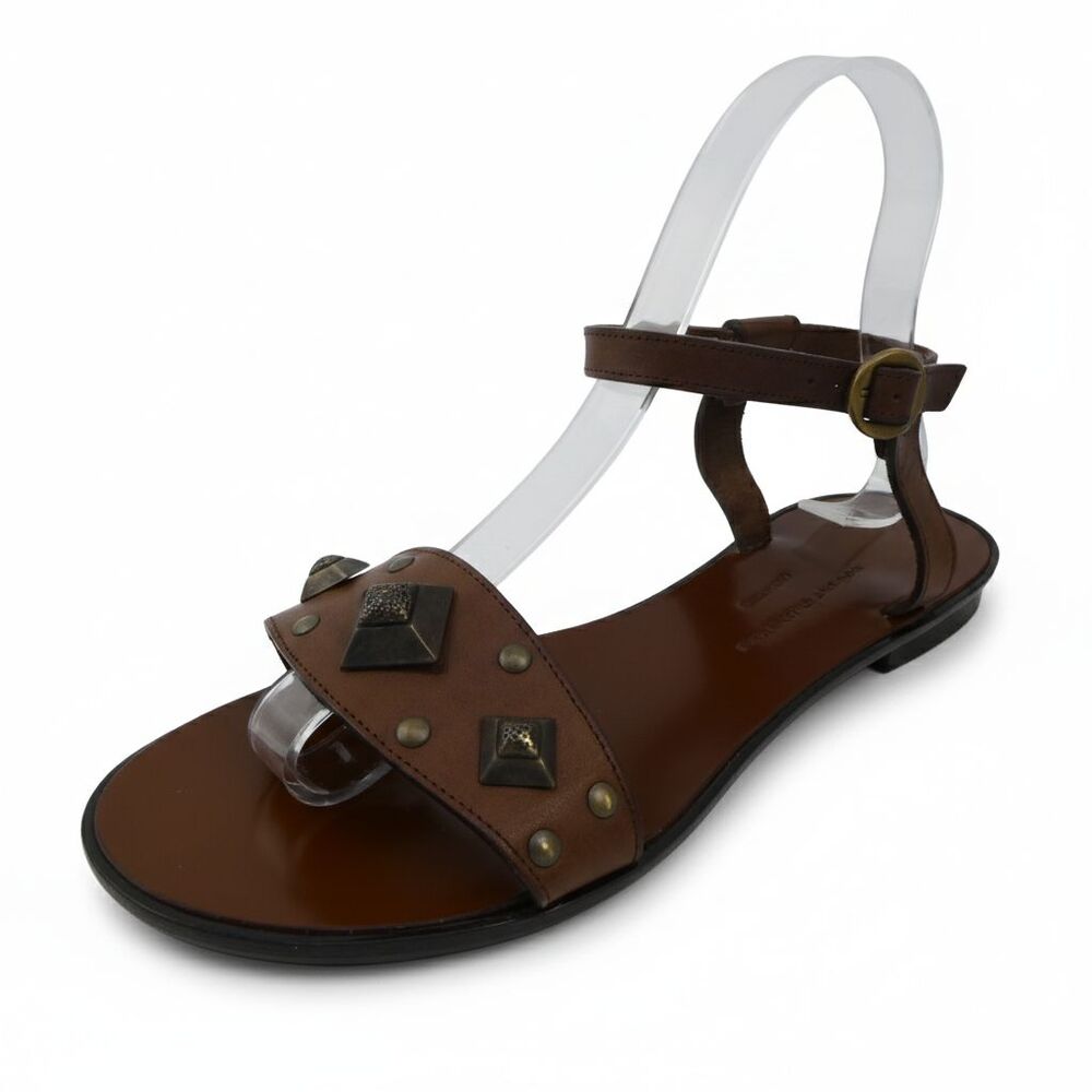 Robert Clergerie France Made Women's US 7 Leather Metal Pyramid Bow Studs Sandal